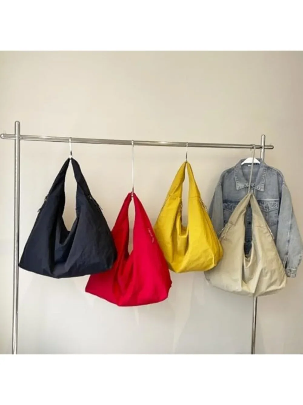 Large Vintage Nylon Hobo Bag - Casual Crescent Shoulder Tote for Women